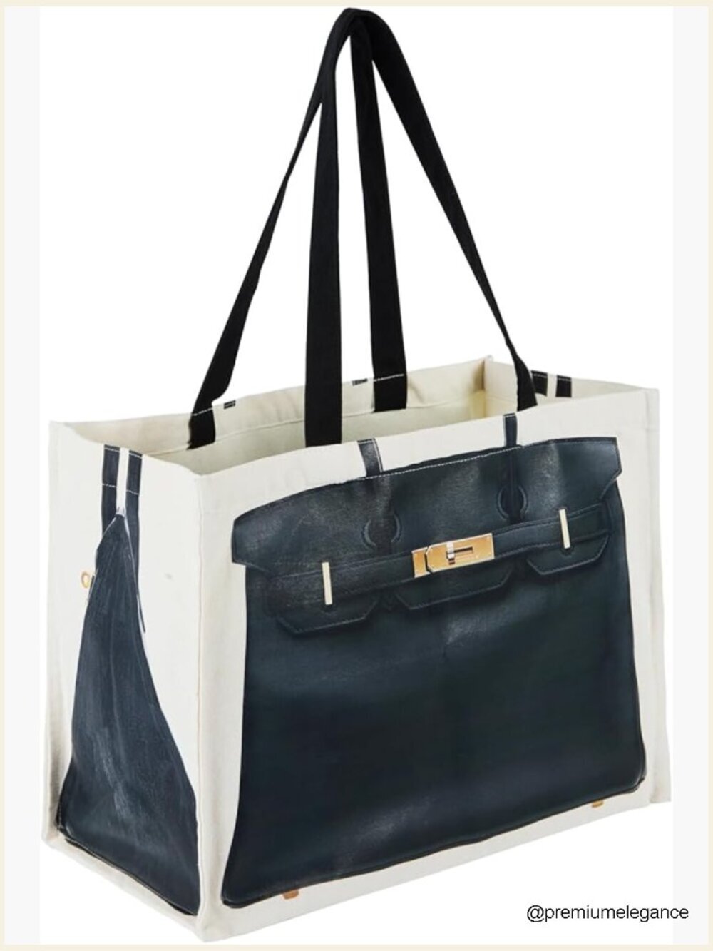 Canvas Tote with Fashion-Inspired Print – Spacious Foldable Carryall Bag